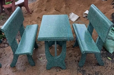 Bàn Ghế Đá Chữ Nhật Xanh Ngọc