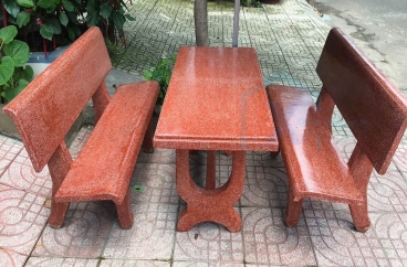 Bàn Ghế Đá Màu Đỏ
