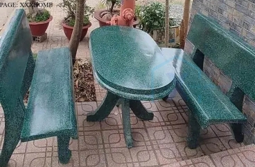 Bộ Ghế Đá Bàn Hạt Xoài Xanh Ngọc
