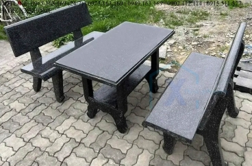Bàn Ghê Đá Chữ Nhật Màu Đen