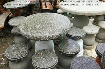 Bộ Ghế Đá Tròn Mặt Đen