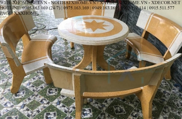 Bộ 4 ghế bàn tròn ngôi sao trắng vàng