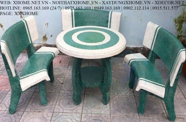 Bàn Tròn Trắng Xanh Lá Chân Hà Nội