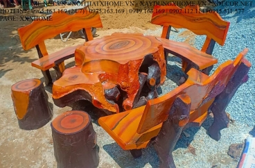 Bộ bàn ghế xi măng giả gỗ