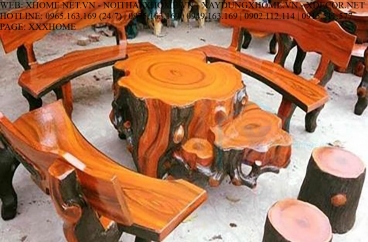 Bộ bàn ghế đá giả gỗ C1