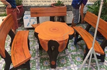 Bộ bàn ghế đá giả gỗ M1