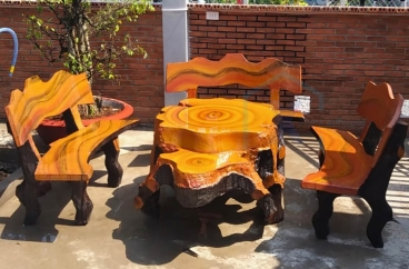Bộ bàn ghế đá giả gỗ C19
