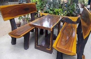 Bộ bàn ghế đá giả gỗ T1