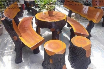 Bộ bàn ghế đá giả gỗ C4
