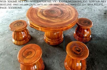 Bàn ghế đá mài sơn giả gỗ