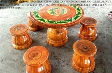 Bộ bàn ghế đá giả gỗ C5