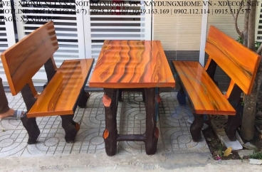 Bộ bàn ghế đá giả gỗ C11
