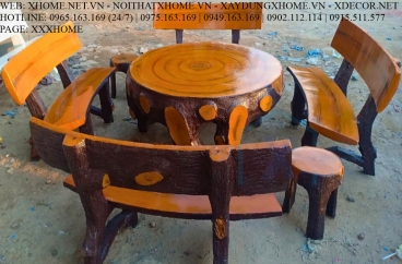 Bộ bàn ghế đá giả gỗ C12