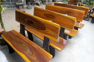 Ghế đá giả gỗ viền vàng