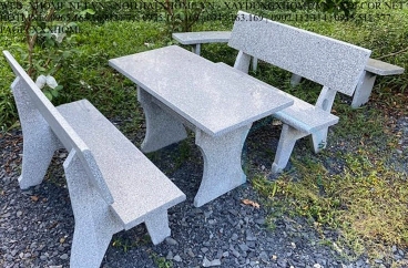 Bàn Ghế Đá Hoa Cương Chữ Nhật Xám