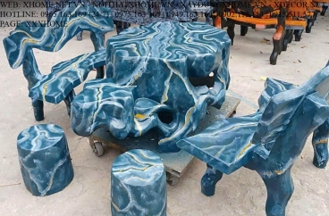 Bàn Ghế Giả Đá Xanh Da Trời